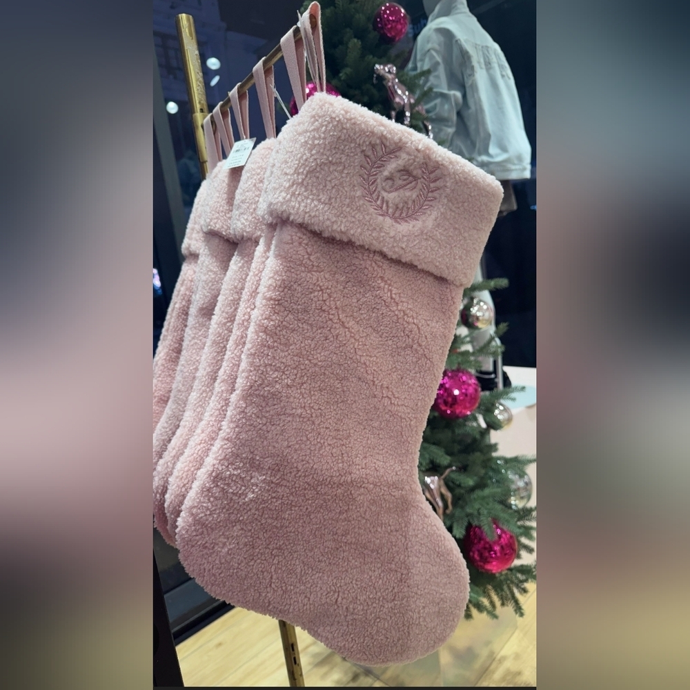 Victoria Secret Plush Pink Sherpa Holiday Stocking - Cozy Home Accent